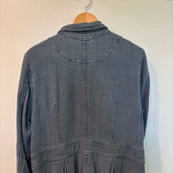 Free People Rainz Longline Duster Atlantic Washed Blue Jacket Women’s Medium - Picture 9 of 12